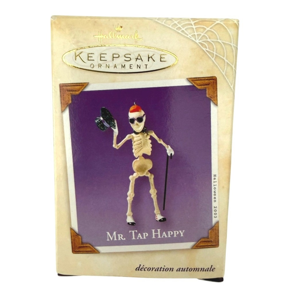 Hallmark Keepsake 2003 Mr Tap Happy Halloween Skeleton Pewter Ornament QF06017